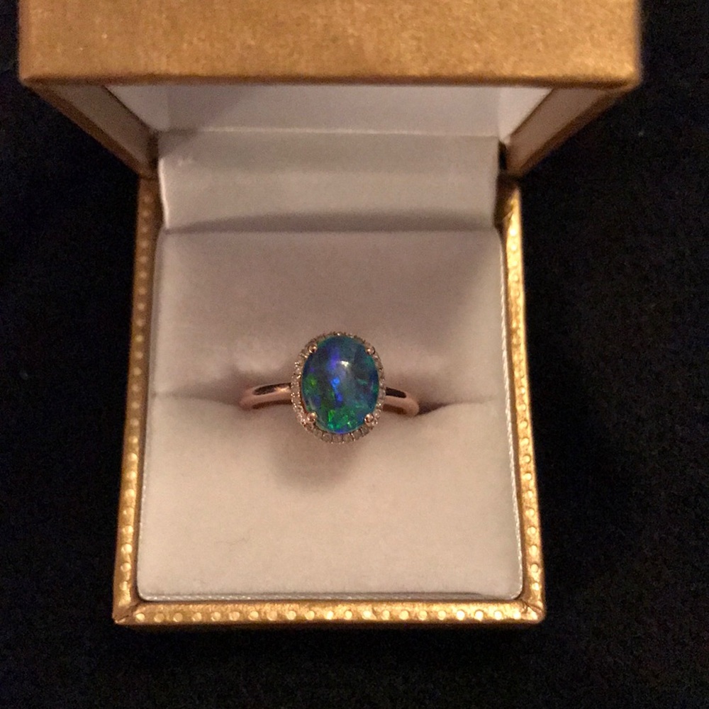 Blue opal with diamonds